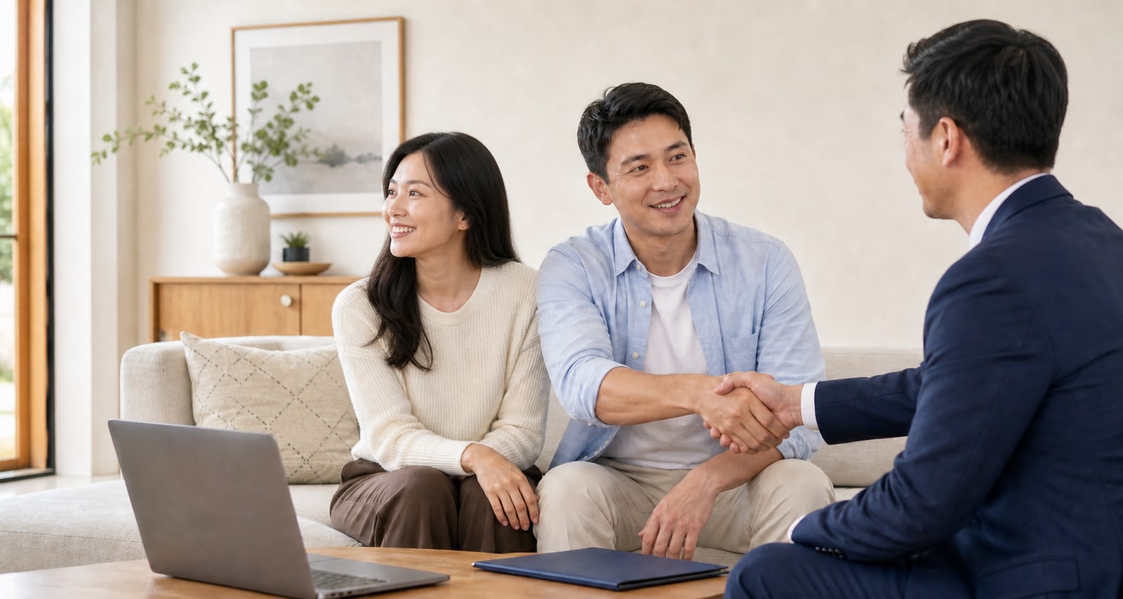 A homebuyer couple meeting with a lending advisor